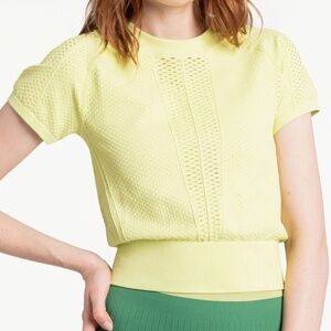 NWT Lole Exhale Short Sleeve Athleisure Top in Light Neon Yellow - Size Medium